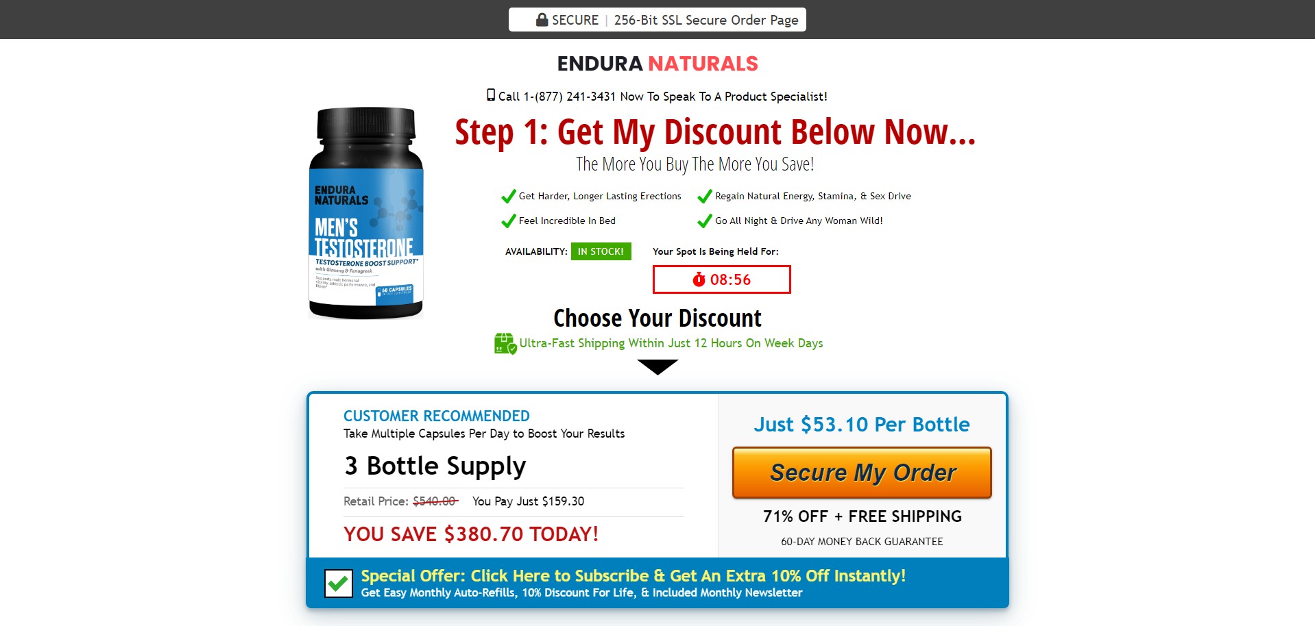 Endura Naturals Men's Testosterone - VSL Produkt